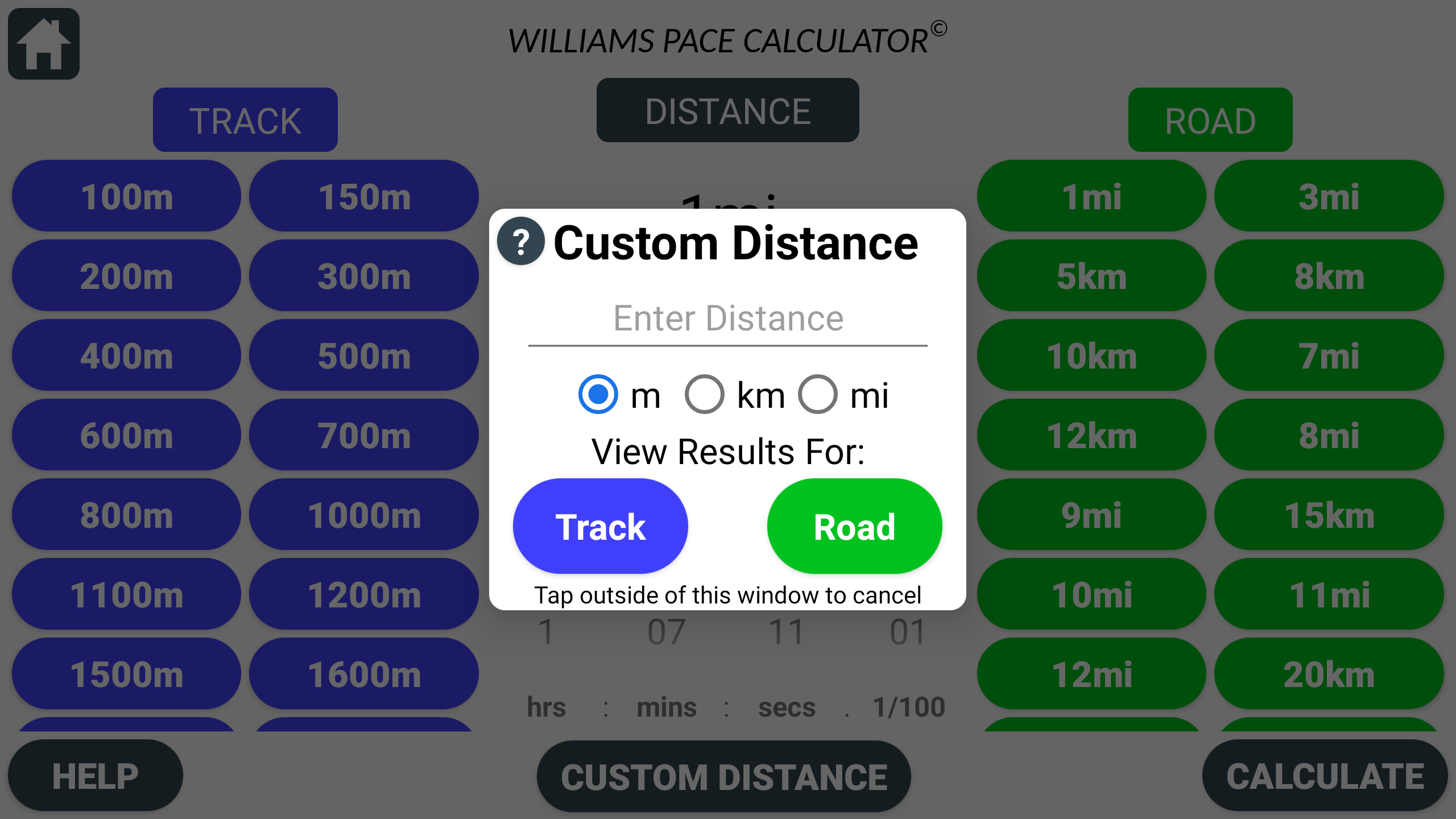 Williams Pace Calculator