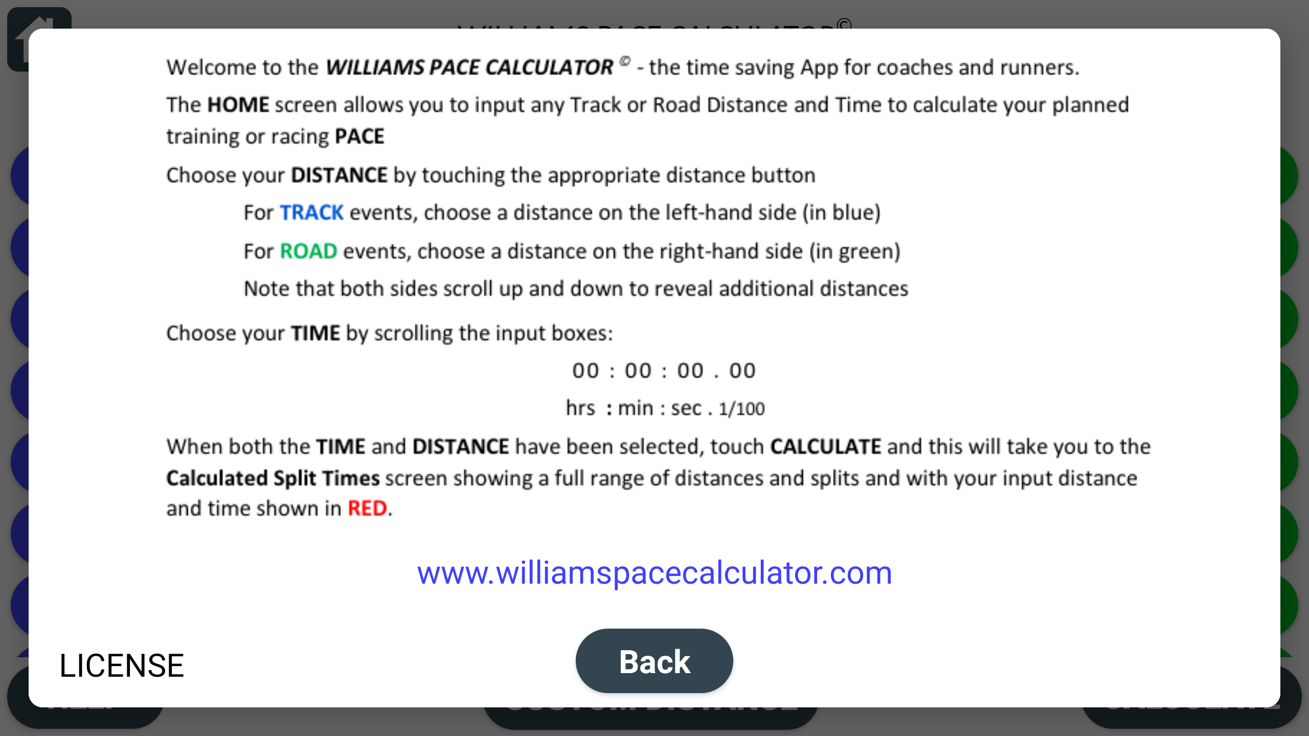Williams Pace Calculator