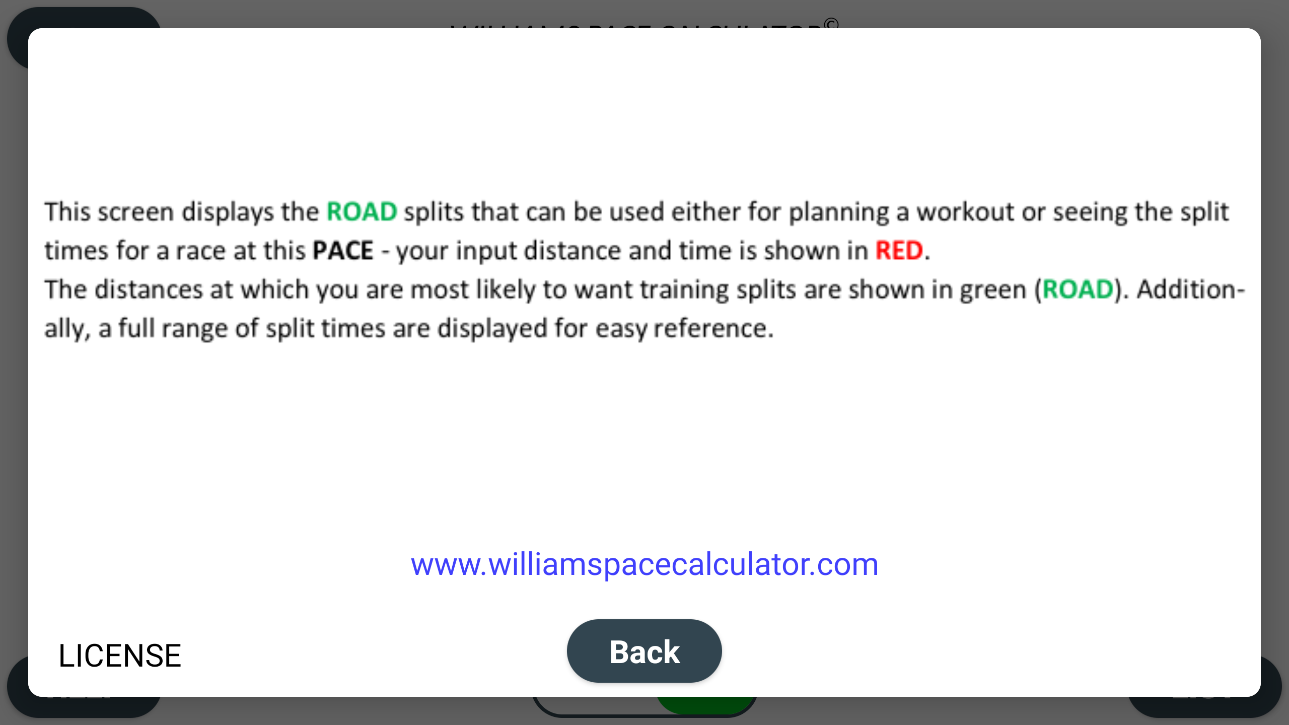 Williams Pace Calculator