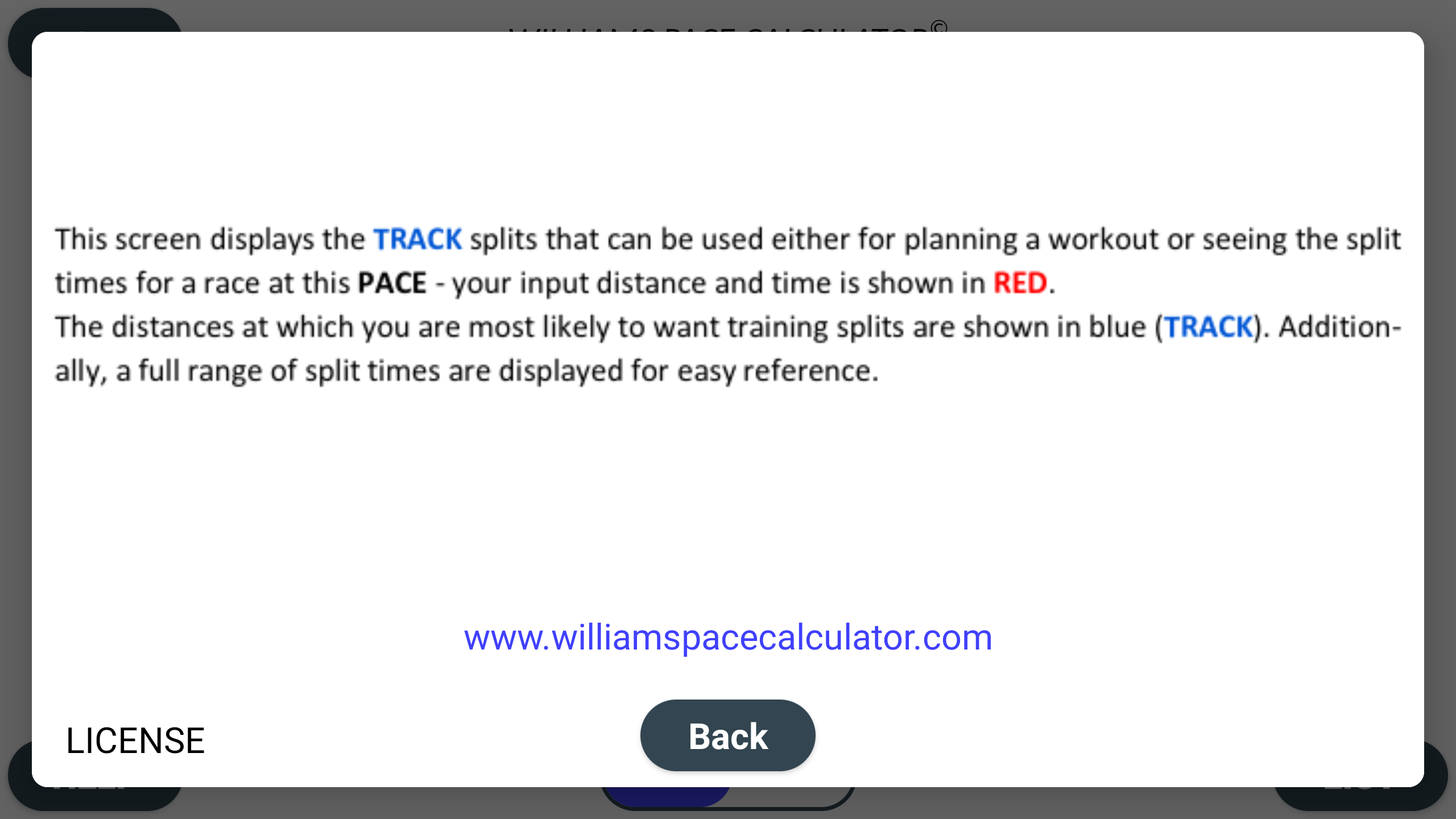 Williams Pace Calculator